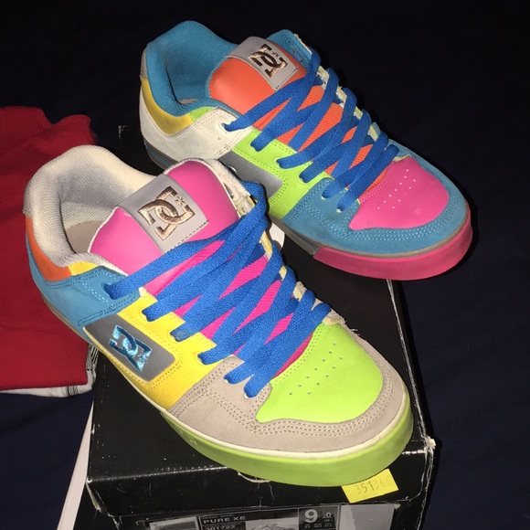 multi colored dc shoes